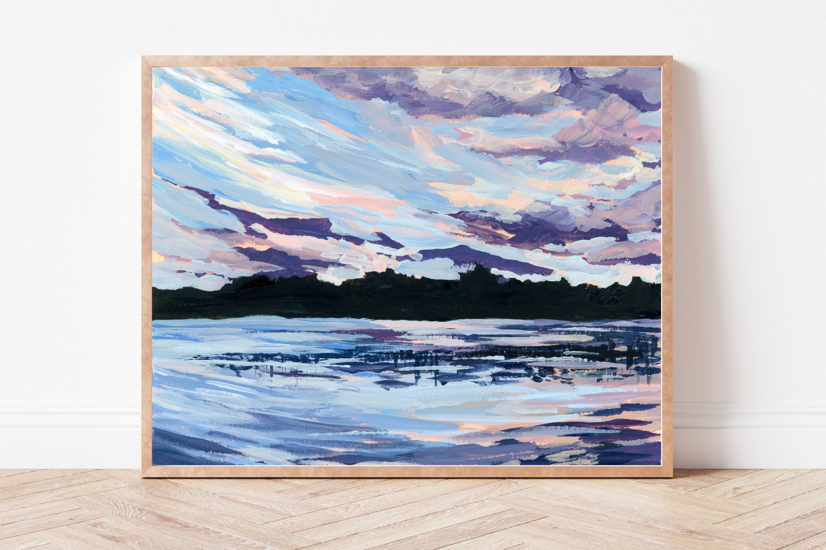 Northern Michigan Fine Art Print, Oscoda Lake Landscape Painting, Lake House Artwork