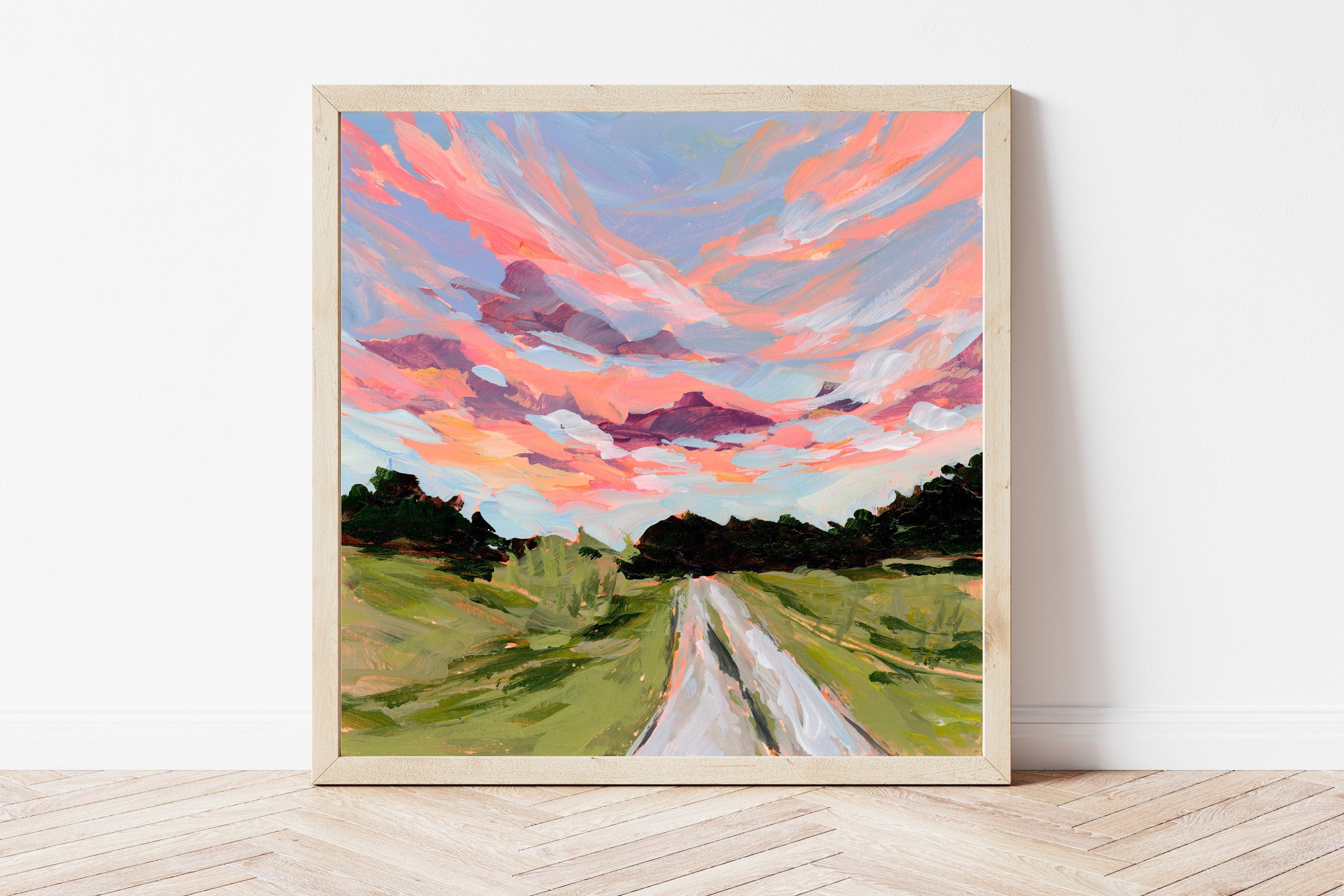 Illinois Sunset Landscape Fine Art Print, Rural Farmhouse Wall Art