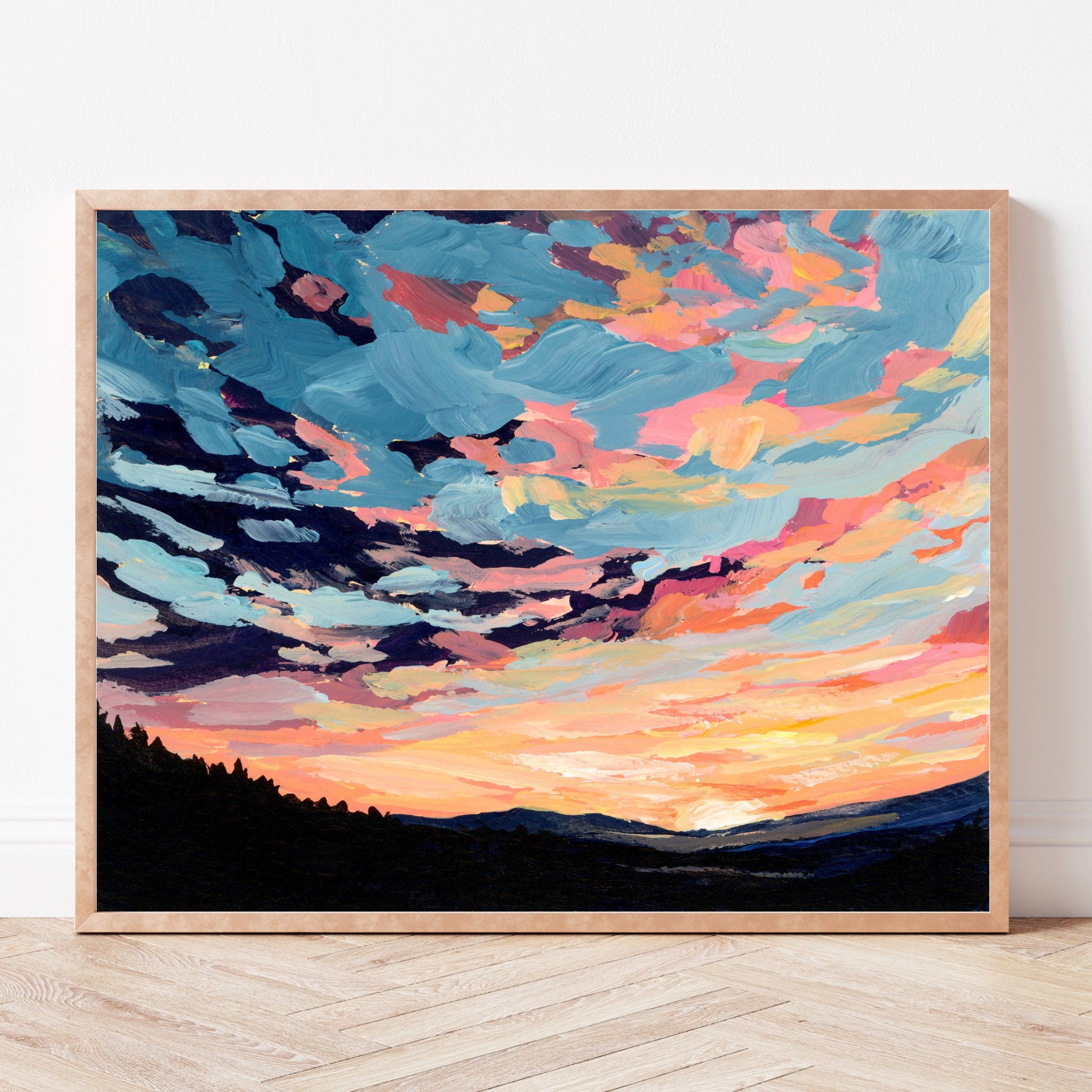 Summer Sunset Fine Art Print, Rural Landscape Painting