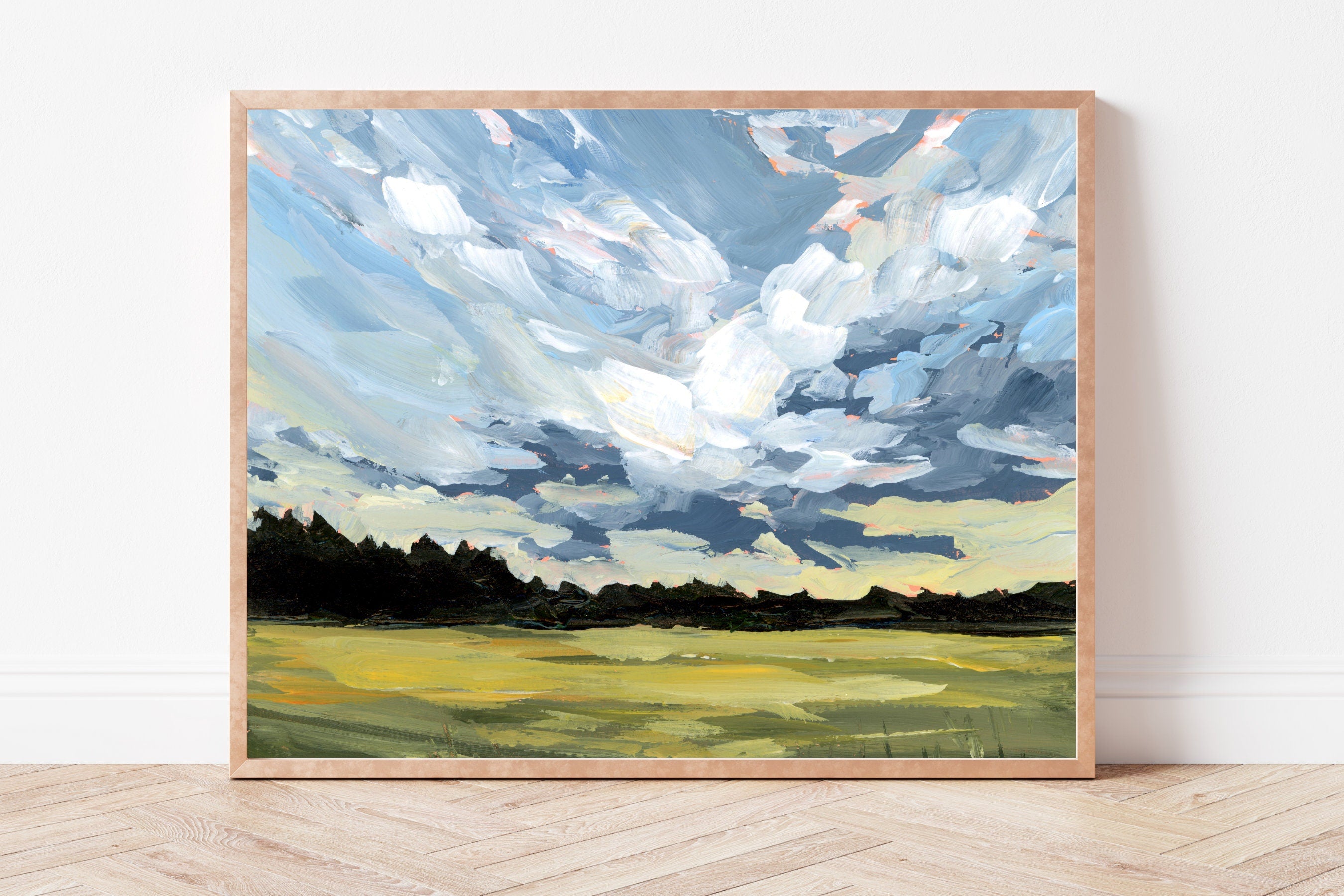 Storm Clouds Fine Art Print, Rural Landscape Painting