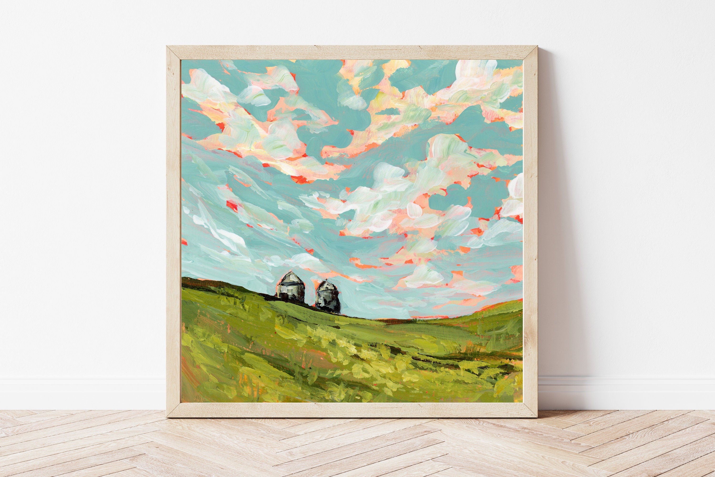 North Dakota Fine Art Print: Rural Farm Landscape Painting, Prairie Wall Art