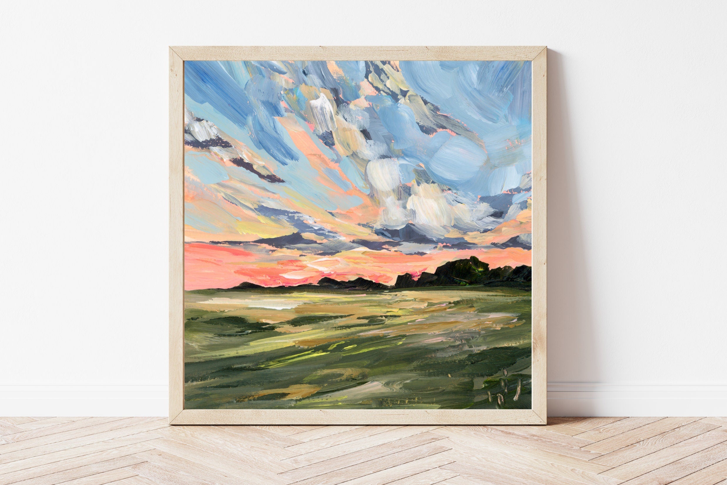 Midwest Sunset Landscape Fine Art Print, Rural Painting