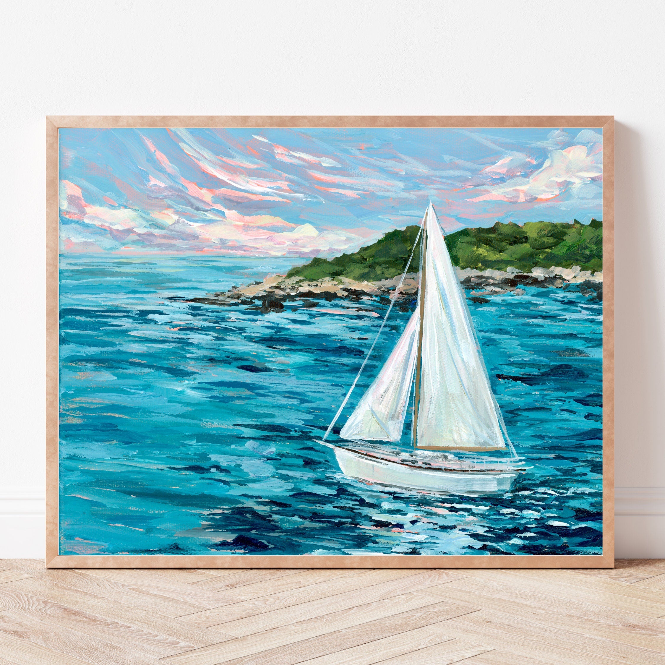 Martha's Vineyard Sailboat Fine Art Print, Cape Cod Landscape, Coastal Wall Art