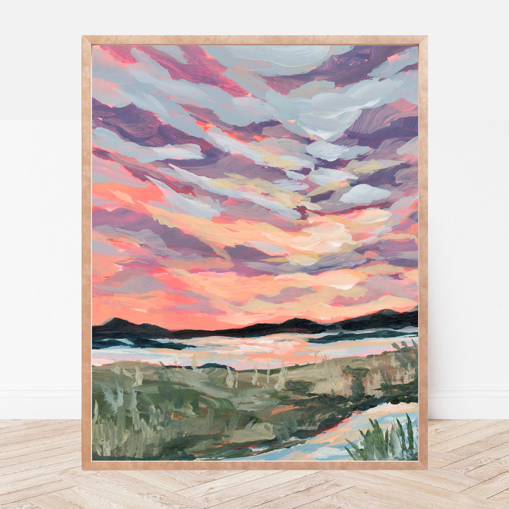 Mississippi River Sunset Fine Art Print, Low Country Landscape Painting