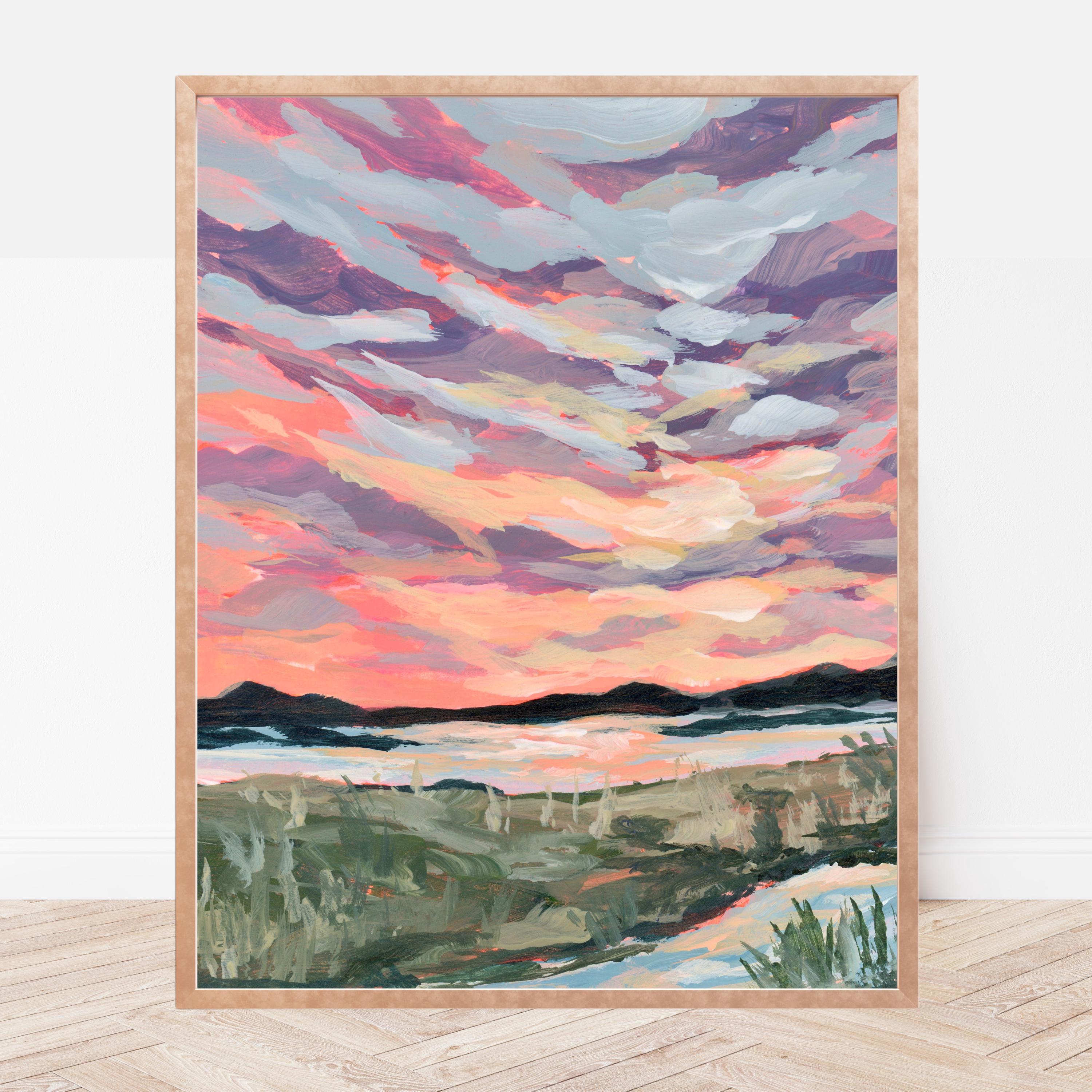 Mississippi River Sunset Fine Art Print, Low Country Landscape Painting