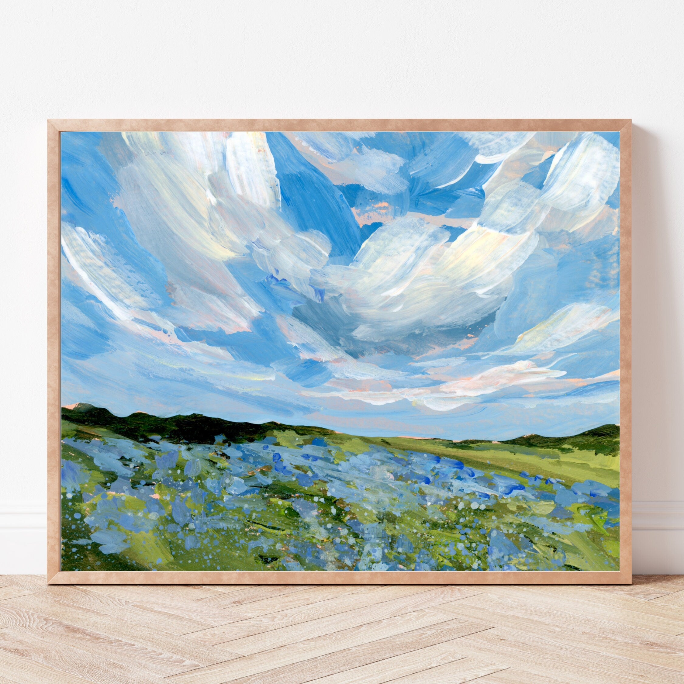 Bluebonnet Field Fine Art Print, Texas Hill Country Landscape