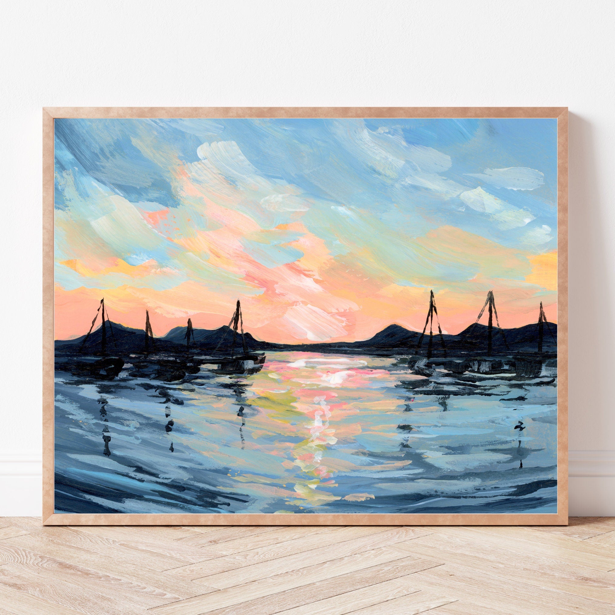 Cruz Bay Sailboats Art Print: St John USVI Landscape, St Thomas Virgin Islands Artwork