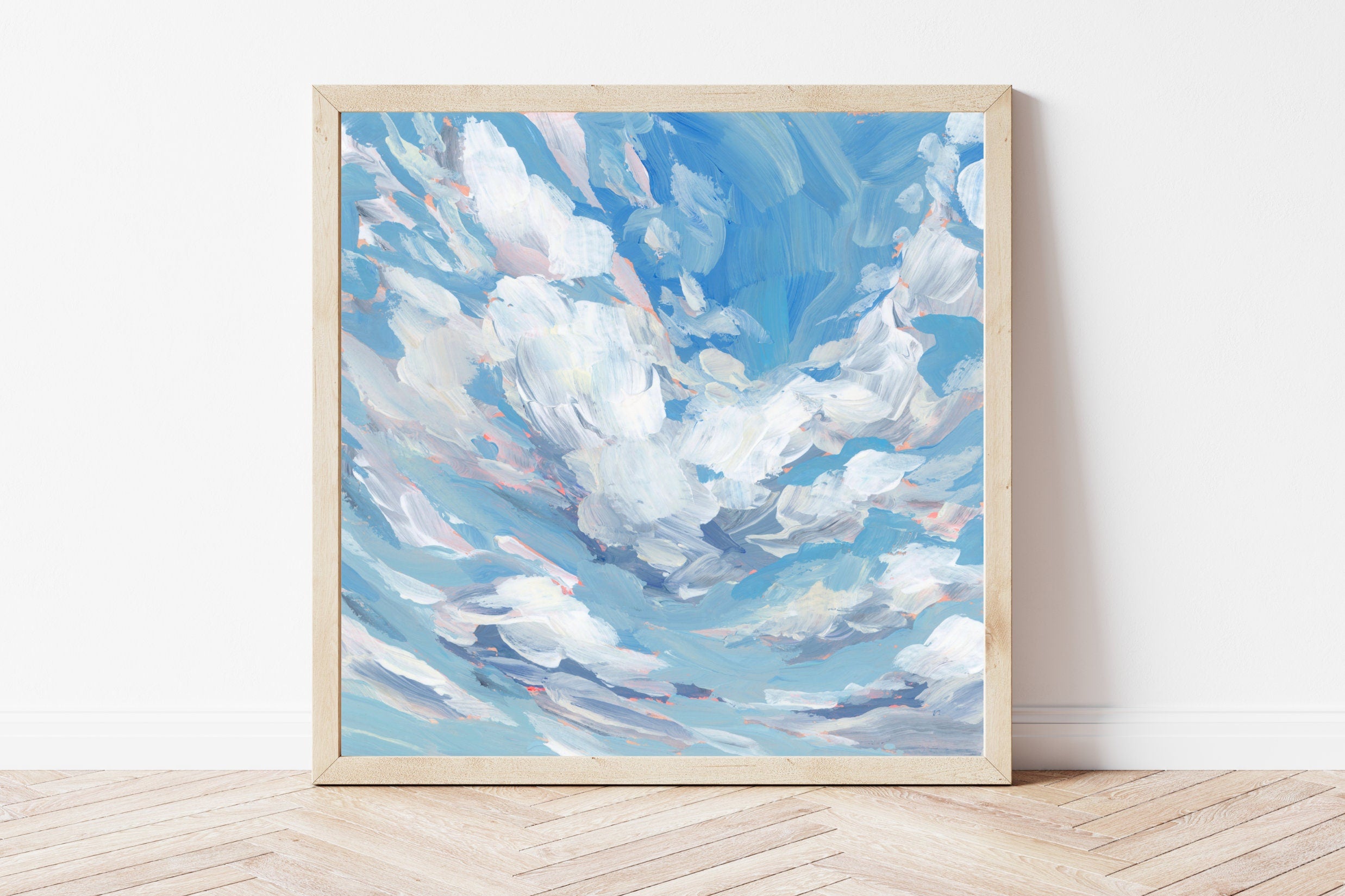 Blue Sky Cloudscape Fine Art Print, Cloud Painting