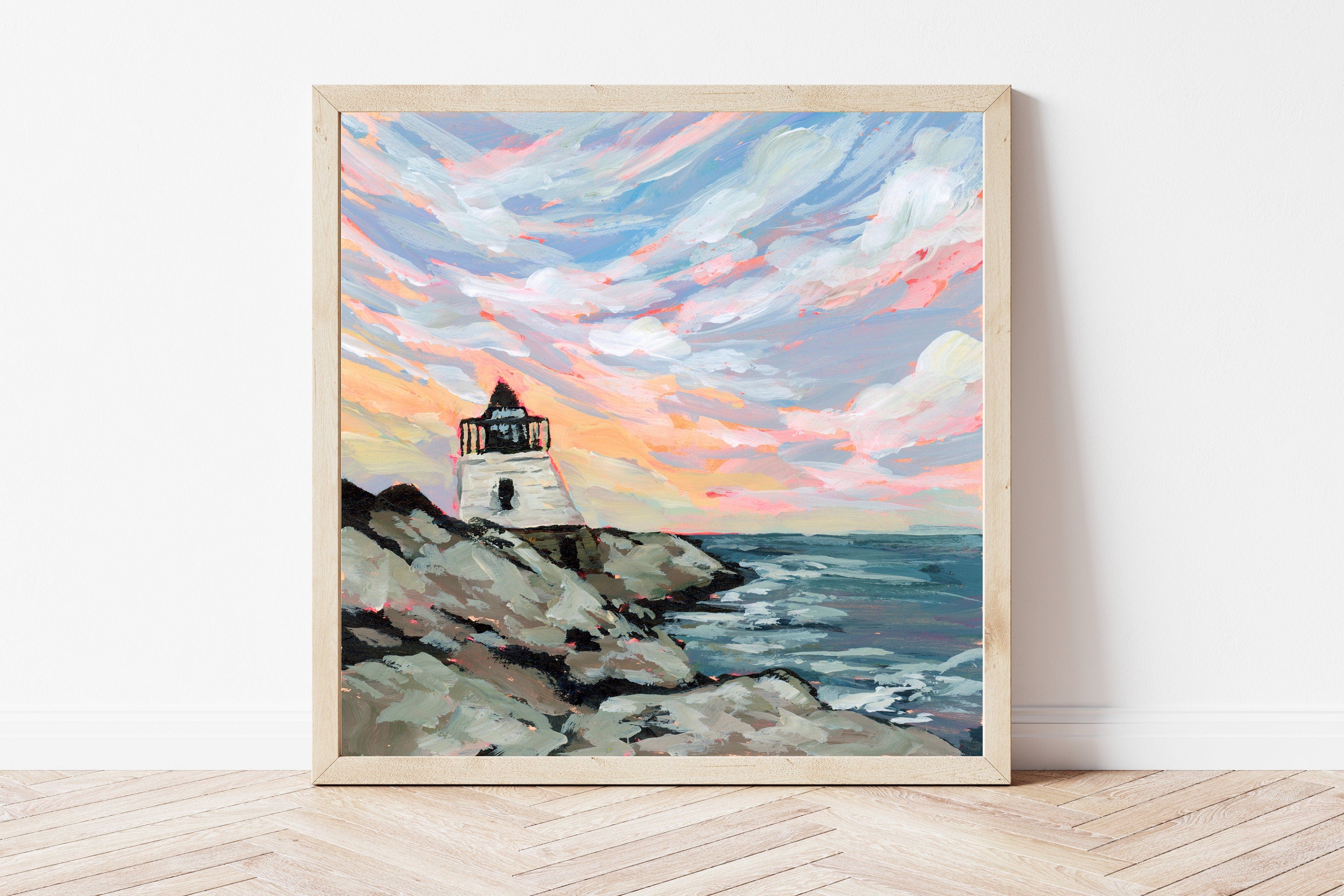 Castle Hill Lighthouse Fine Art Print: Newport Rhode Island Nautical Painting