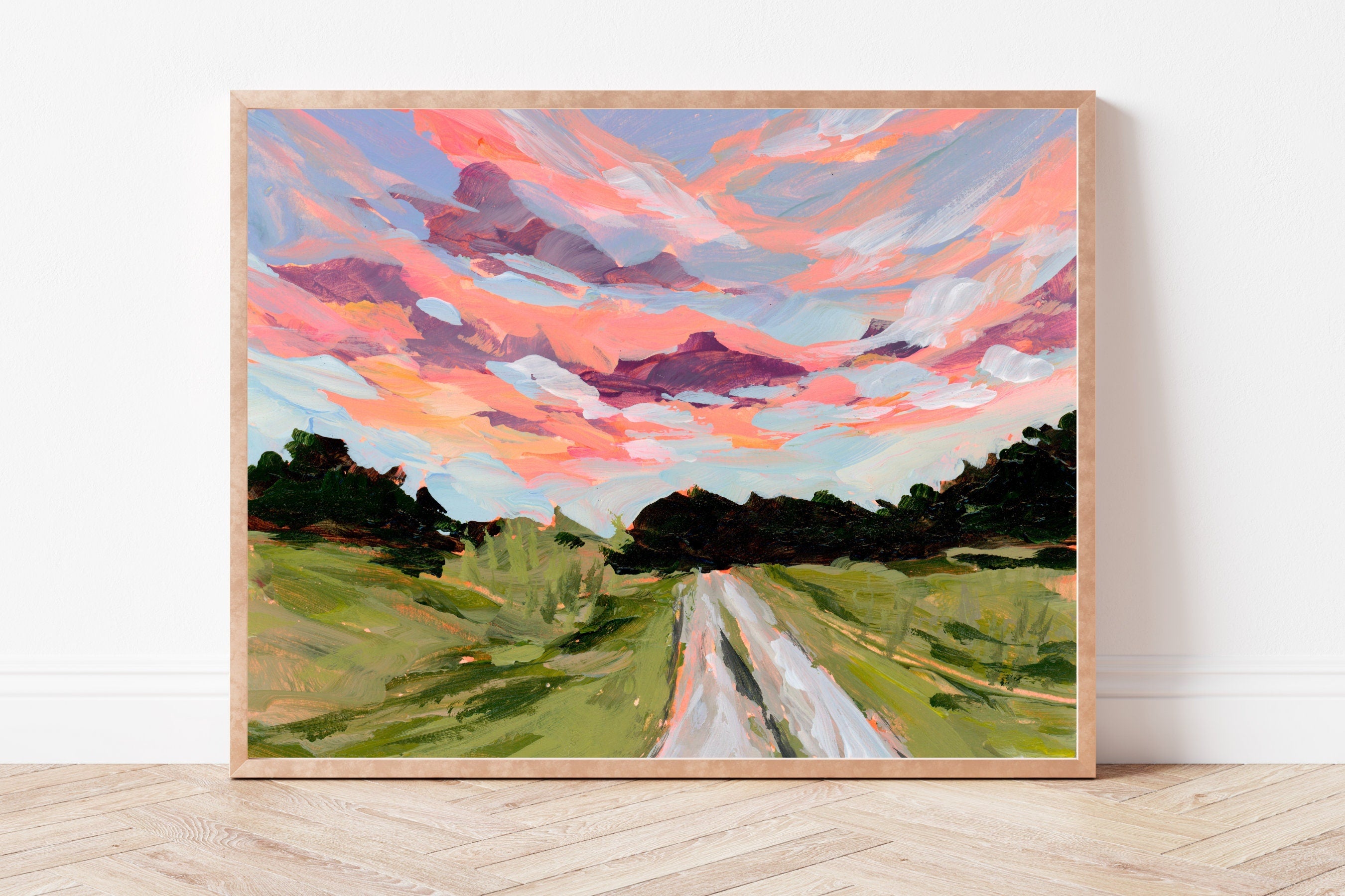 Illinois Sunset Landscape Fine Art Print, Rural Farmhouse Wall Art