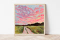 Oklahoma Sunset Fine Art Print, Rural Landscape Painting, Pink Sky Wall Art
