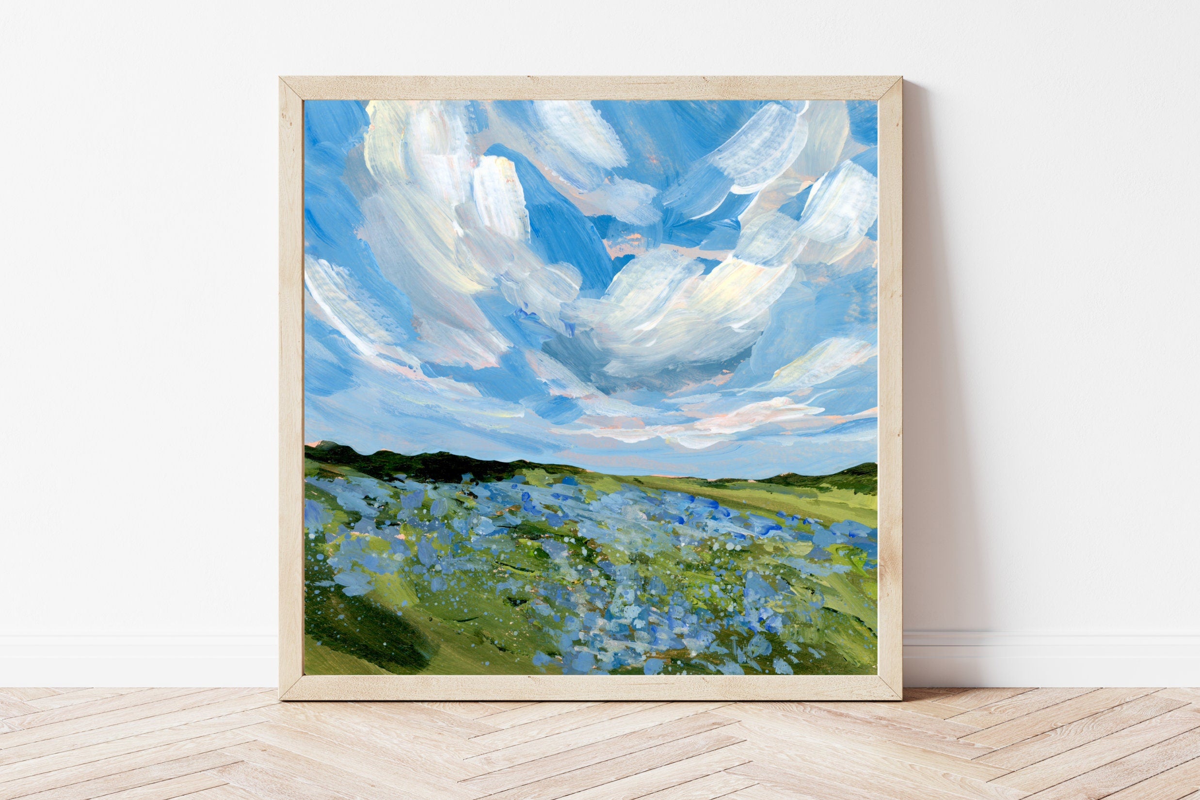 Bluebonnet Field Fine Art Print, Texas Hill Country Landscape