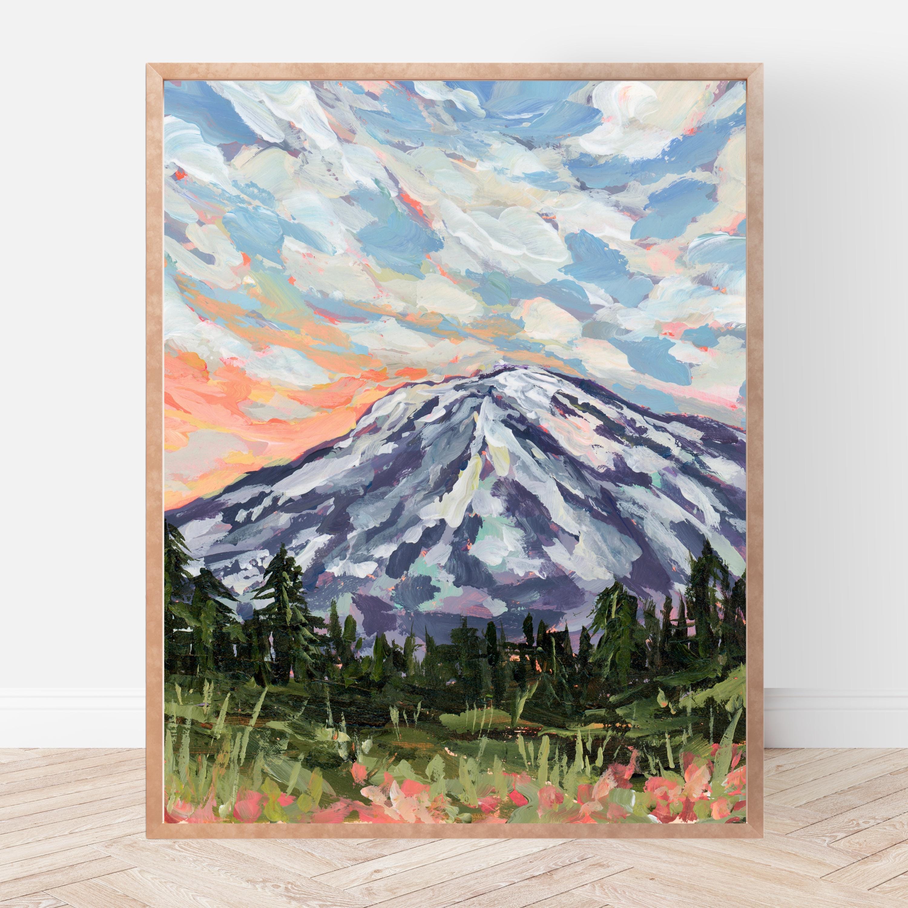 Mount Rainier National Park Fine Art Print, Washington Landscape Painting