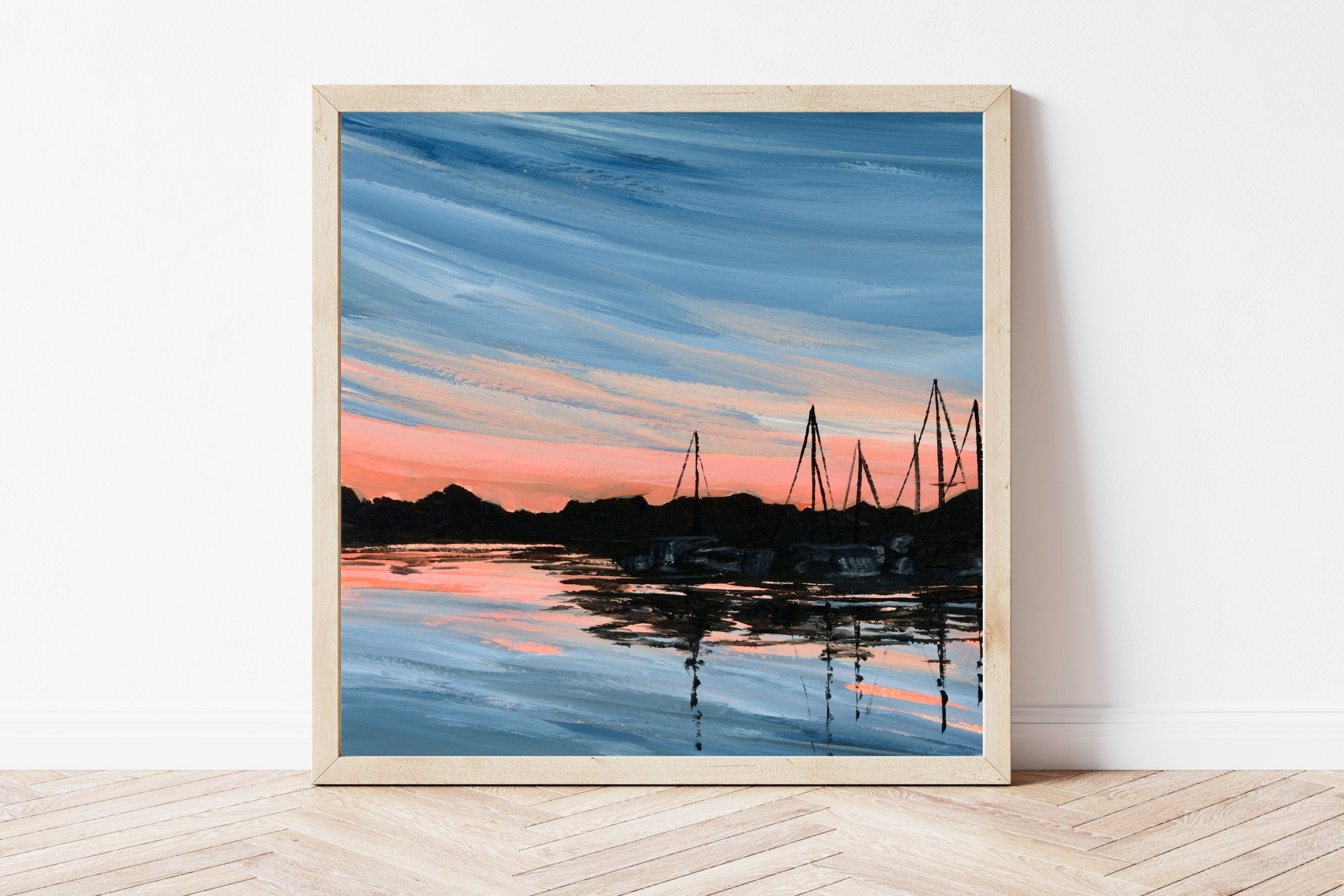 Boat Marina Fine Art Print, Sailboat Painting, Lake House Decor