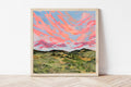 Nebraska Sunset Fine Art Print, Rural Landscape Painting, Pink Sky Wall Art