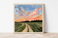 Oklahoma Sunset Landscape Fine Art Print, Rural Painting