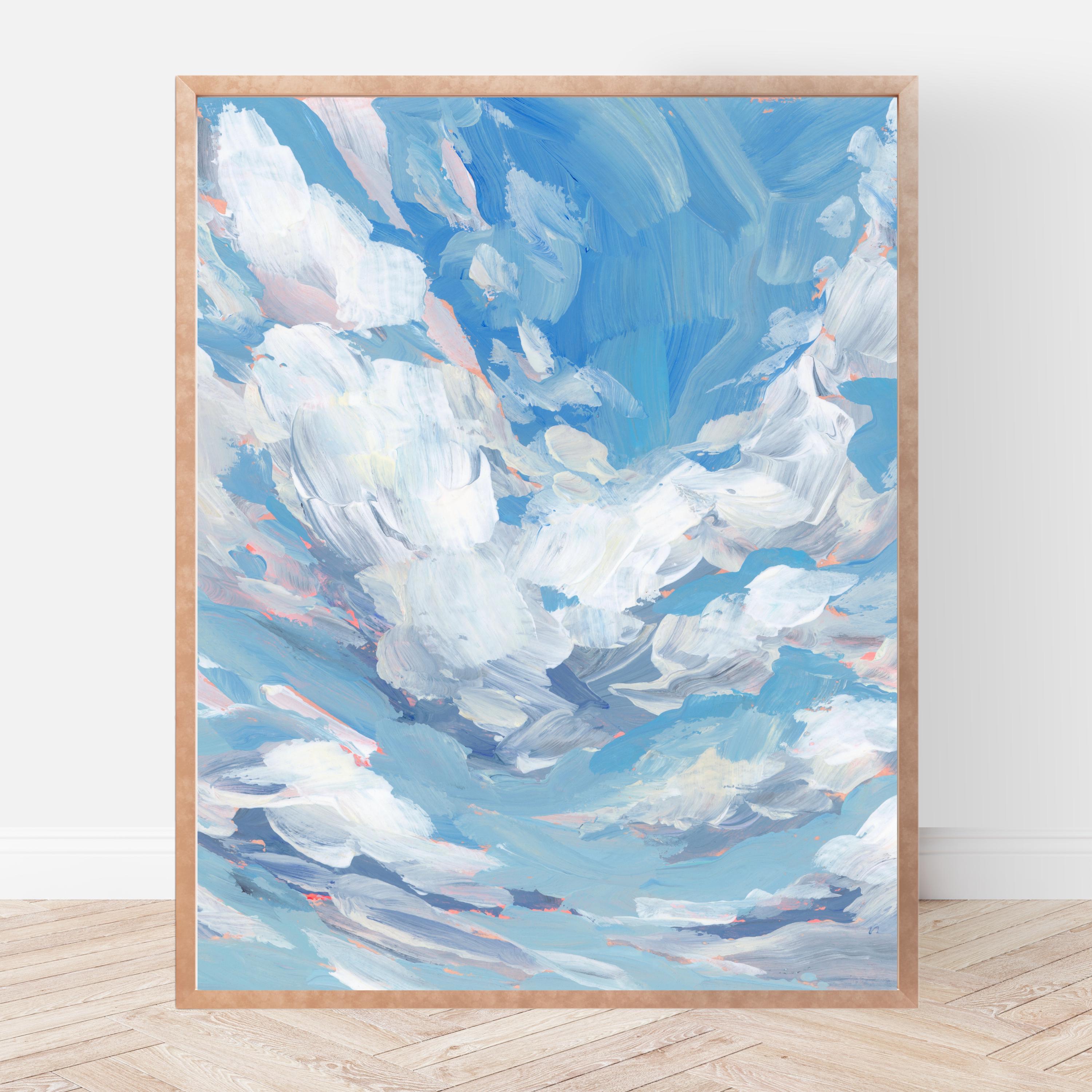 Blue Sky Cloudscape Fine Art Print, Cloud Painting