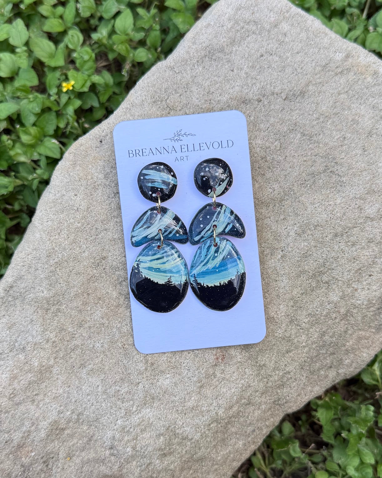 Isle Royale, Michigan Northern Lights HAND PAINTED EARRINGS