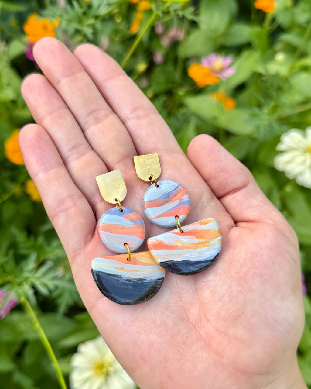 Haleakala Sunrise, Hawaii HAND PAINTED EARRINGS