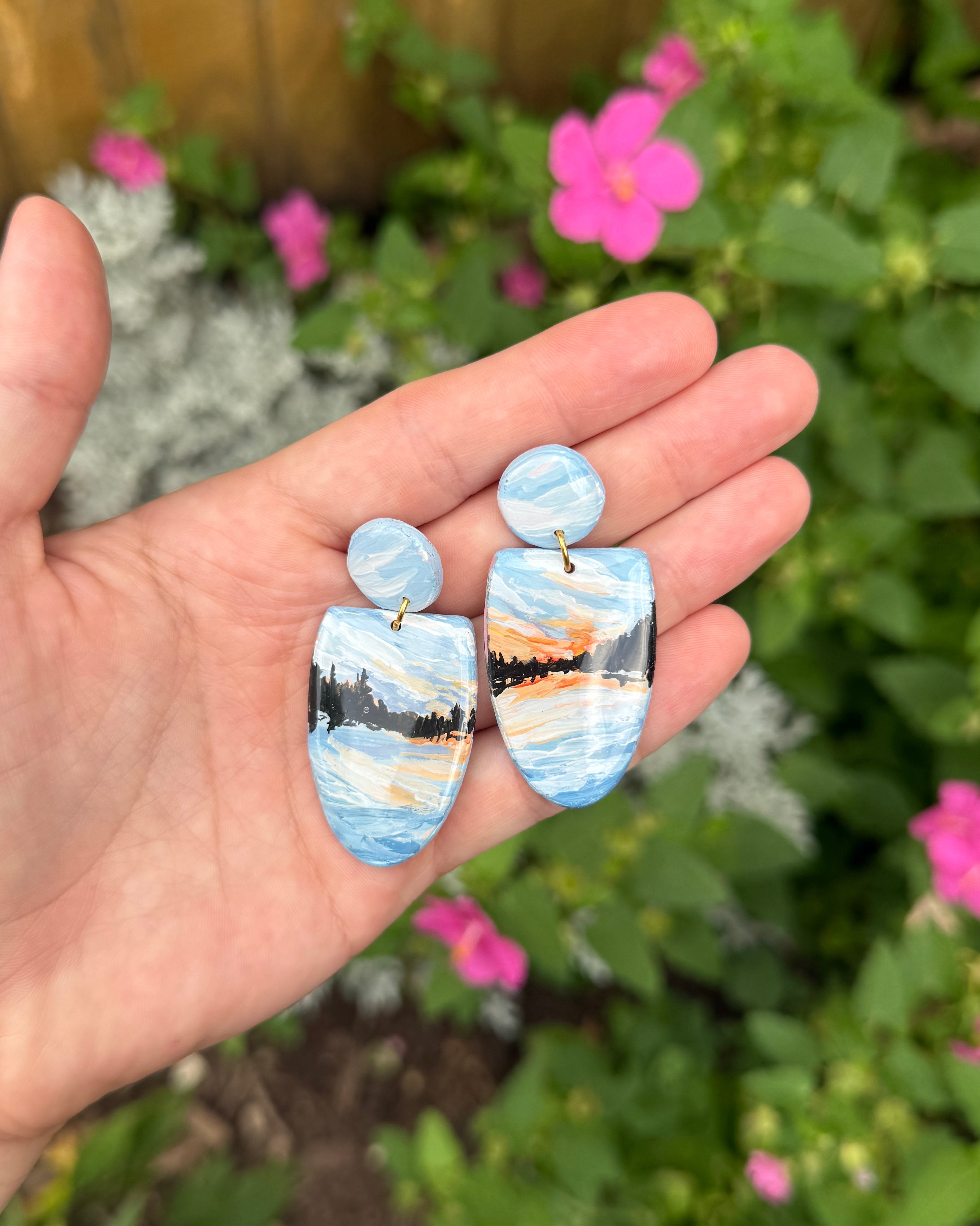 Voyageurs, Minnesota HAND PAINTED EARRINGS