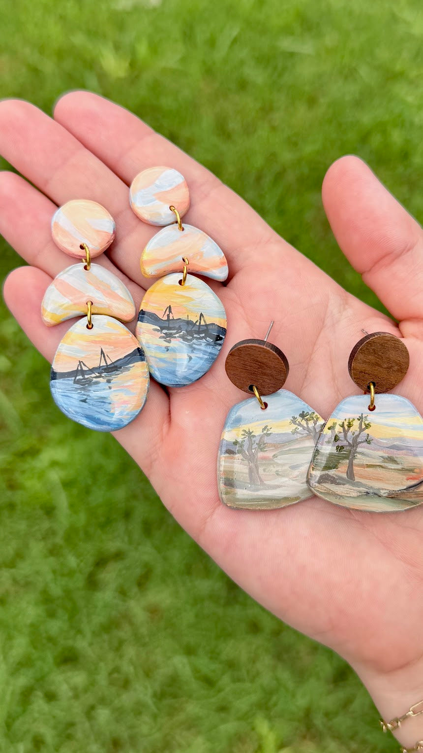 US Virgin Islands Sunset HAND PAINTED EARRINGS