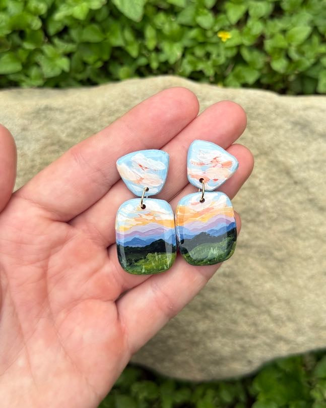 Great Smoky Mountains, North Carolina HAND PAINTED EARRINGS