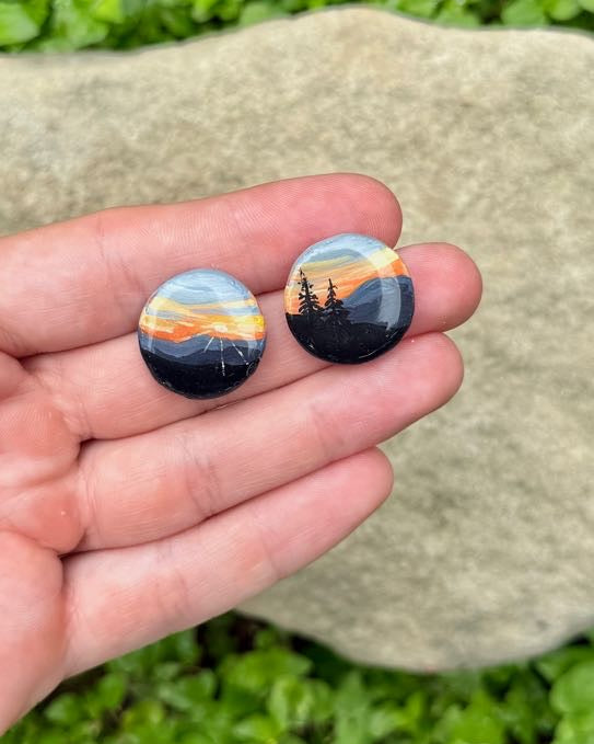 Rocky Mountains HAND PAINTED EARRINGS