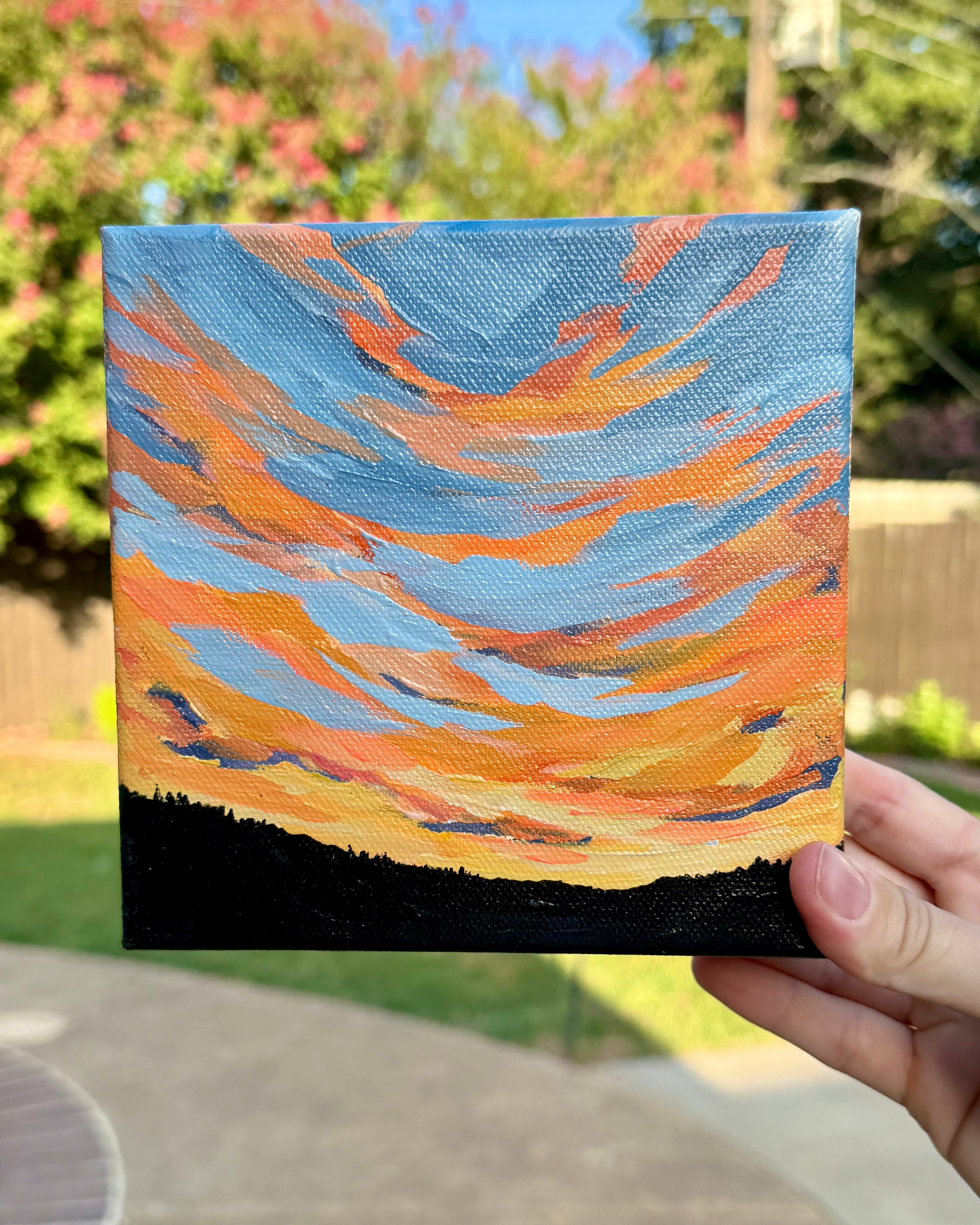 Big Bend Vibrant Sunset, 6x6 ORIGINAL