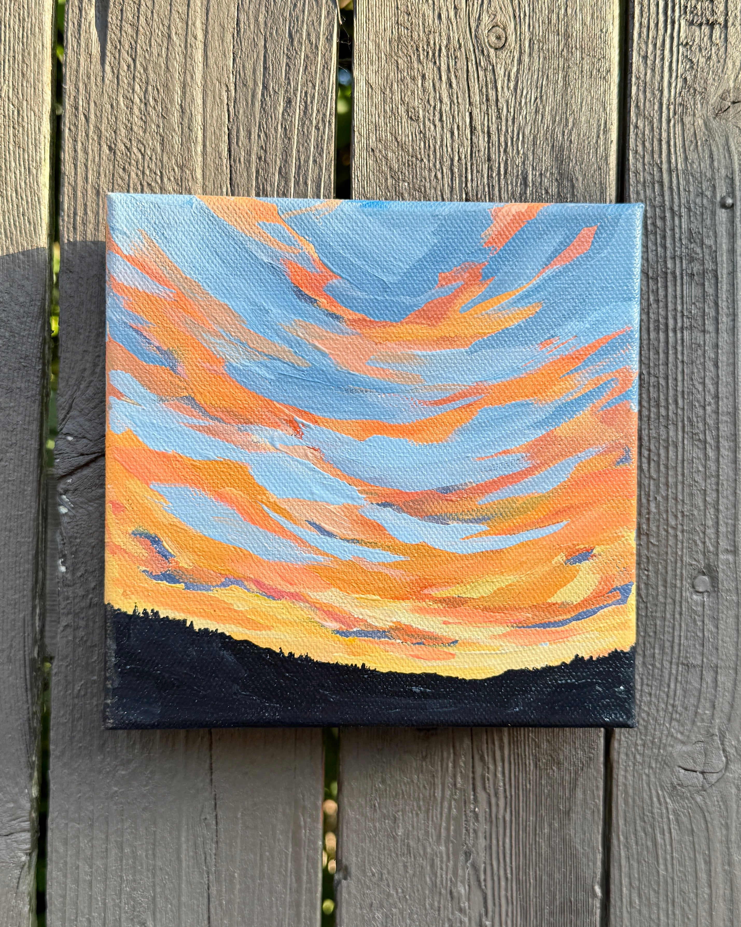 Big Bend Vibrant Sunset, 6x6 ORIGINAL