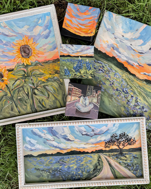 Big Bend Vibrant Sunset, 6x6 ORIGINAL