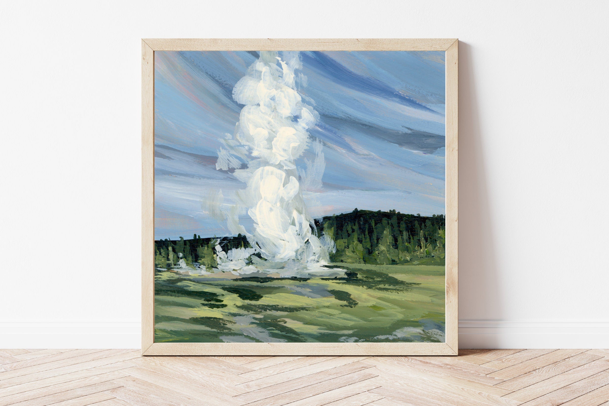 Old Faithful Geyser Fine Art Print: Yellowstone National Park Landscape, Wyoming Artwork