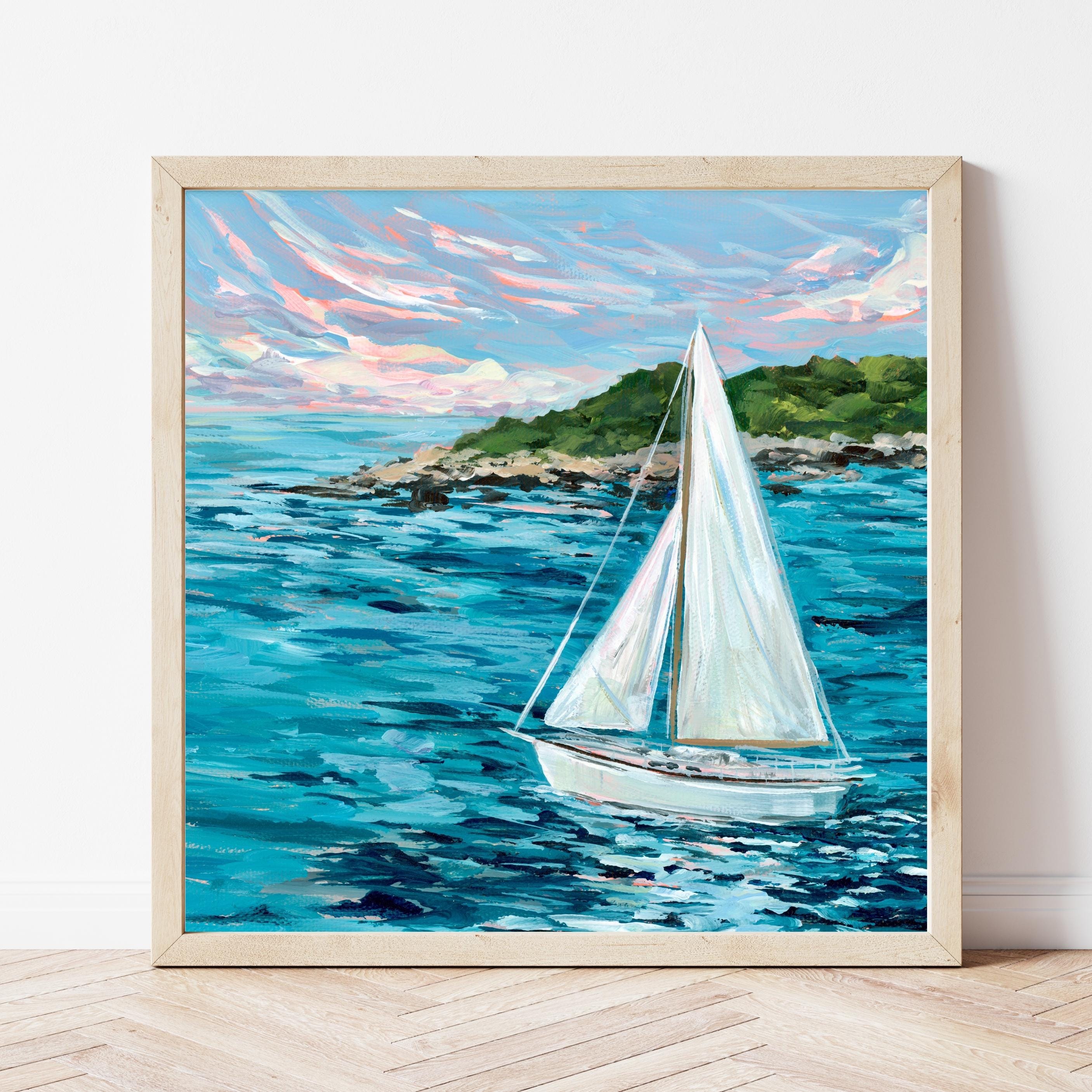 Martha's Vineyard Sailboat Fine Art Print, Cape Cod Landscape, Coastal Wall Art
