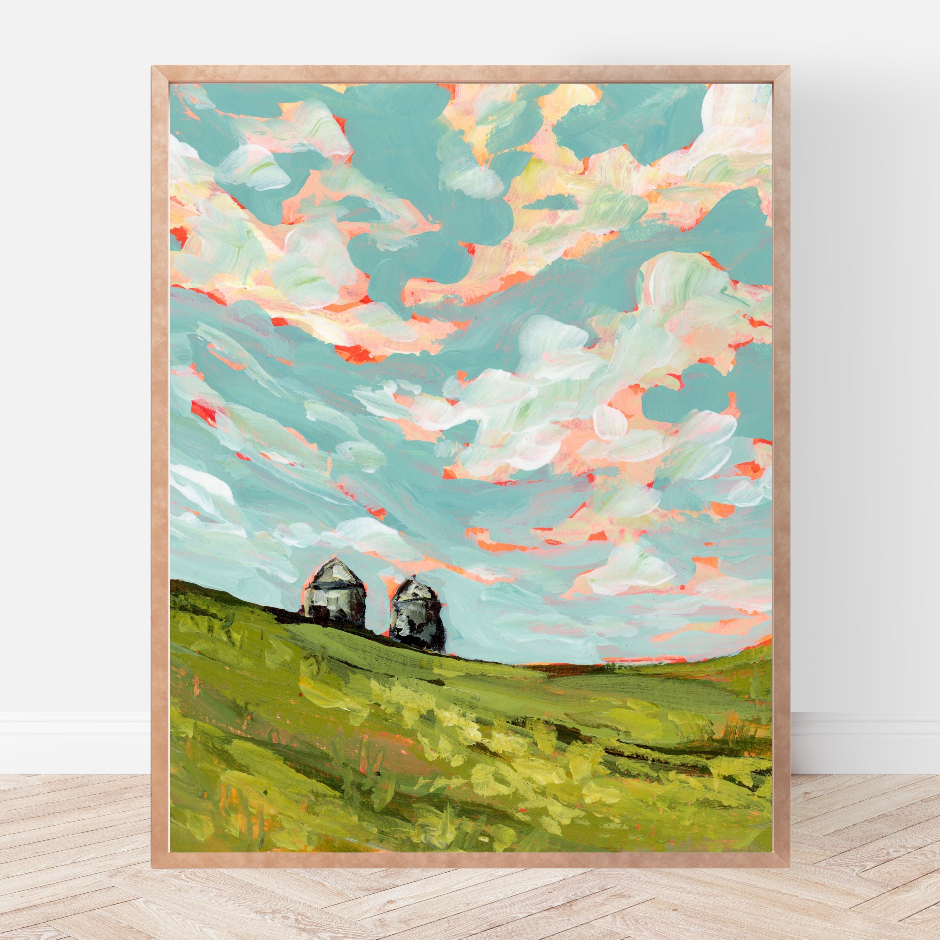 North Dakota Fine Art Print: Rural Farm Landscape Painting, Prairie Wall Art