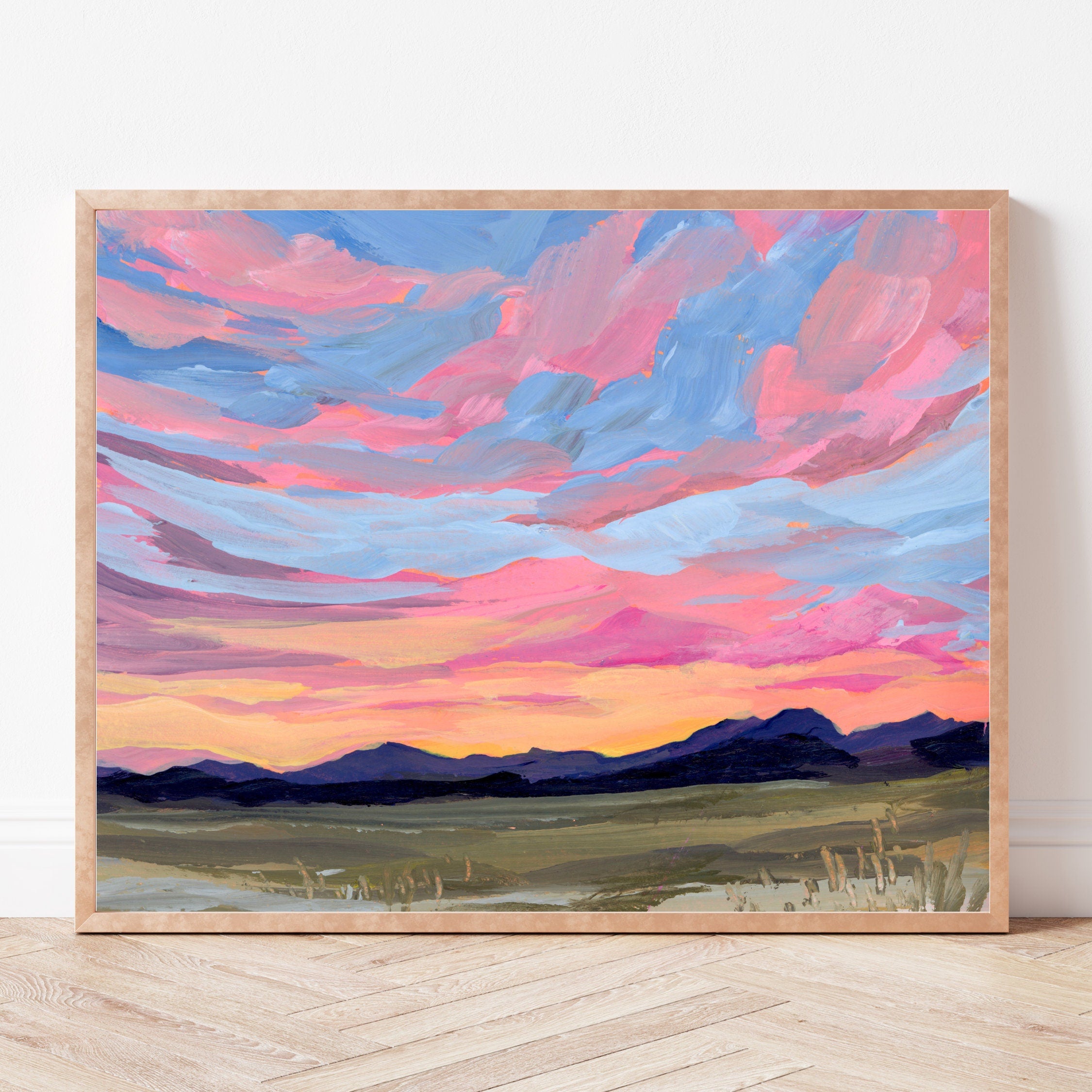 New Mexico Sunset Fine Art Print, Southwestern Landscape Painting