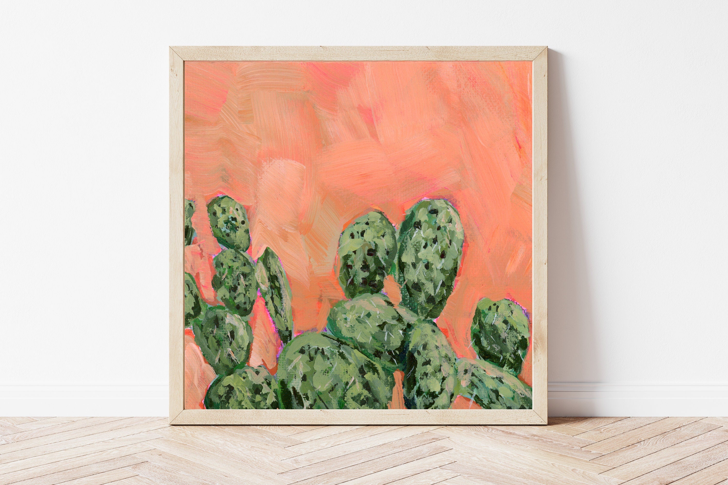Prickly Pear Cactus Fine Art Print, Southwestern Boho Home Decor