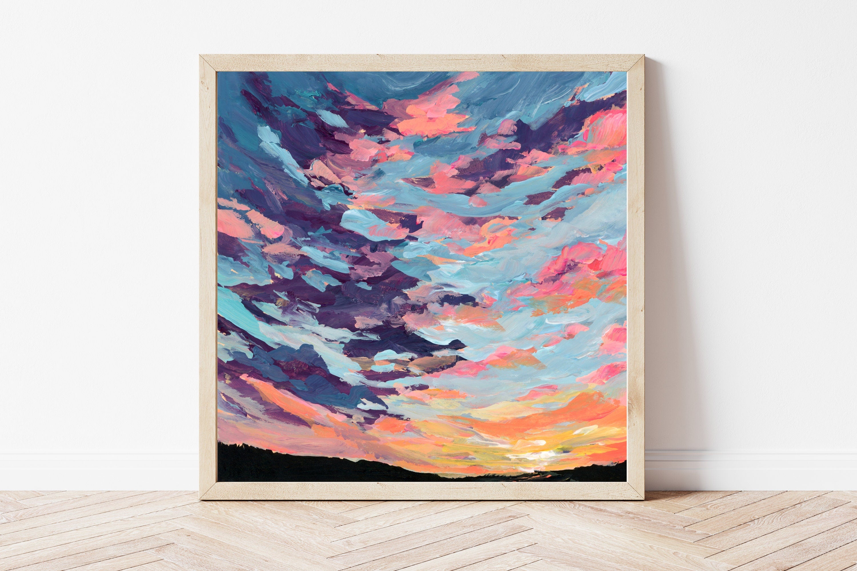 Vibrant Sunset Fine Art Print, Acrylic Landscape Painting
