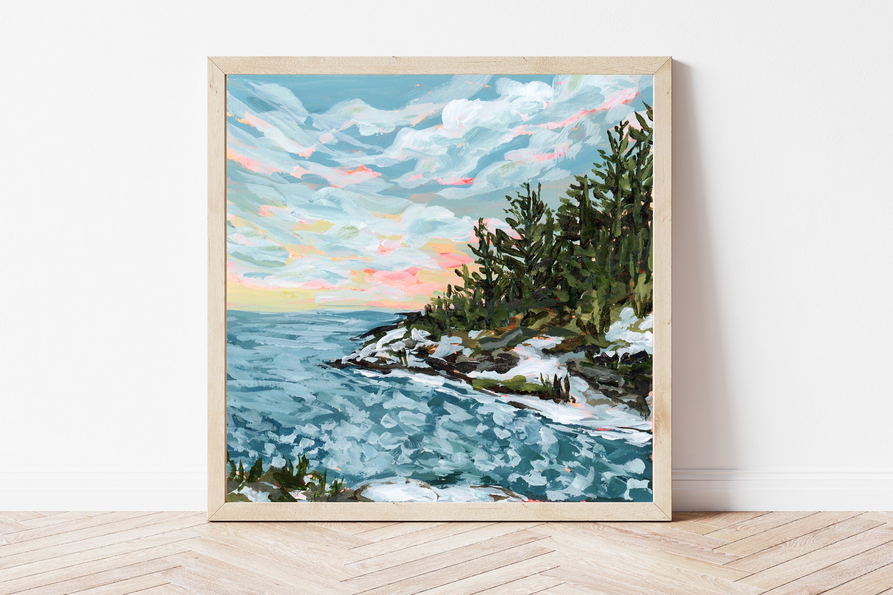 Marquette Winter Fine Art Print, Northern Michigan Landscape Painting