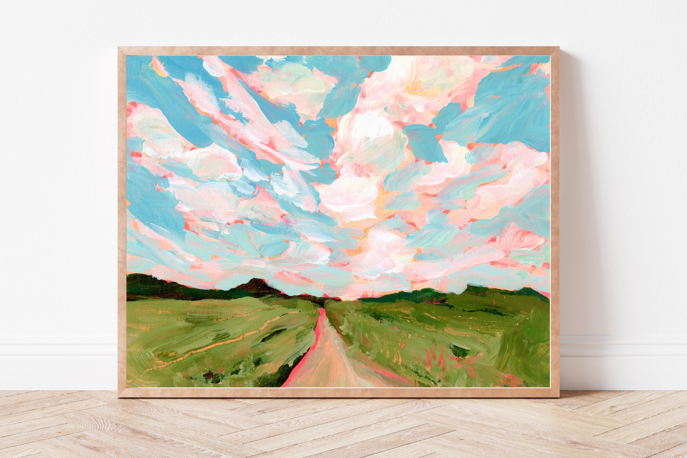 IOWA ART PRINT: Rural Landscape Painting, Farm House Wall Art